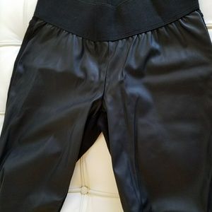 Vegan leather front pants